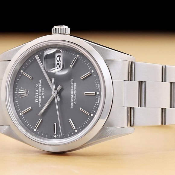 Rolex Grey Date 34mm Men's Unisex Watch - Picture 2 of 9